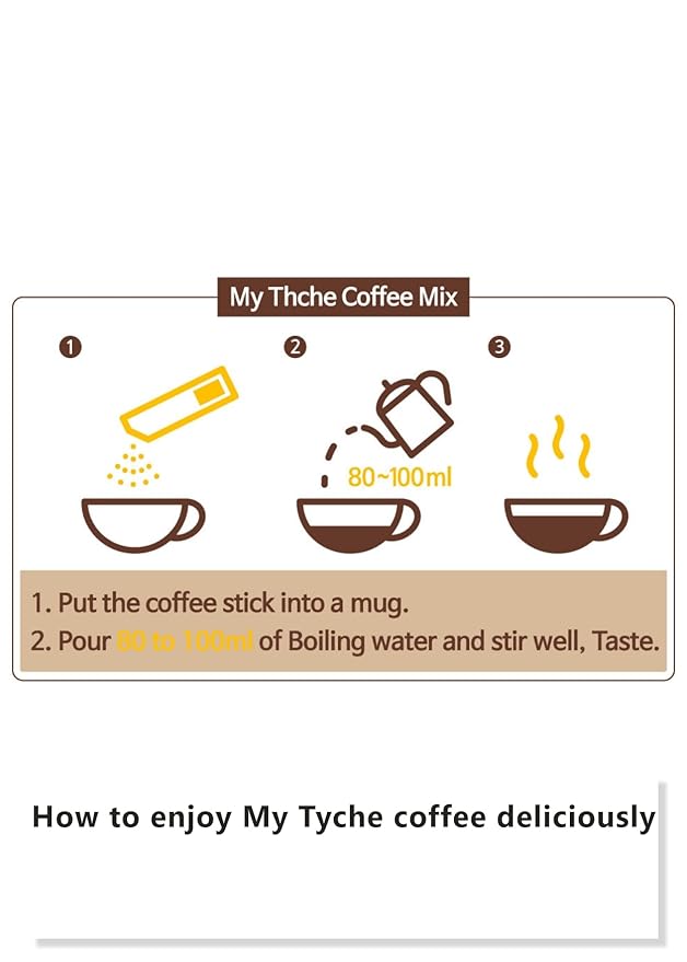 Korean Food Mocha Gold Coffee Mix 100T | MY TYCHE | Korean Instant Coffee Mix, Hot or Iced Coffee Blend | Instant Coffee Beverage Mix | K Coffee