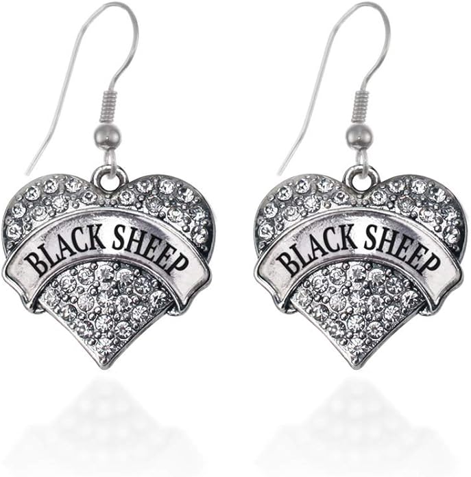 Inspired Silver - Silver Pave Heart Charm French Hook Drop Earrings with Cubic Zirconia Jewelry