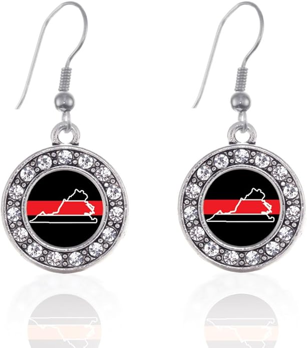 Inspired Silver - Silver Circle Charm French Hook Drop Earrings with Cubic Zirconia Jewelry