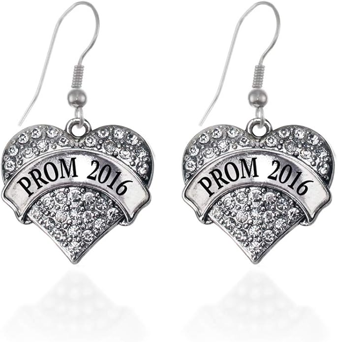 Inspired Silver - Silver Pave Heart Charm French Hook Drop Earrings with Cubic Zirconia Jewelry