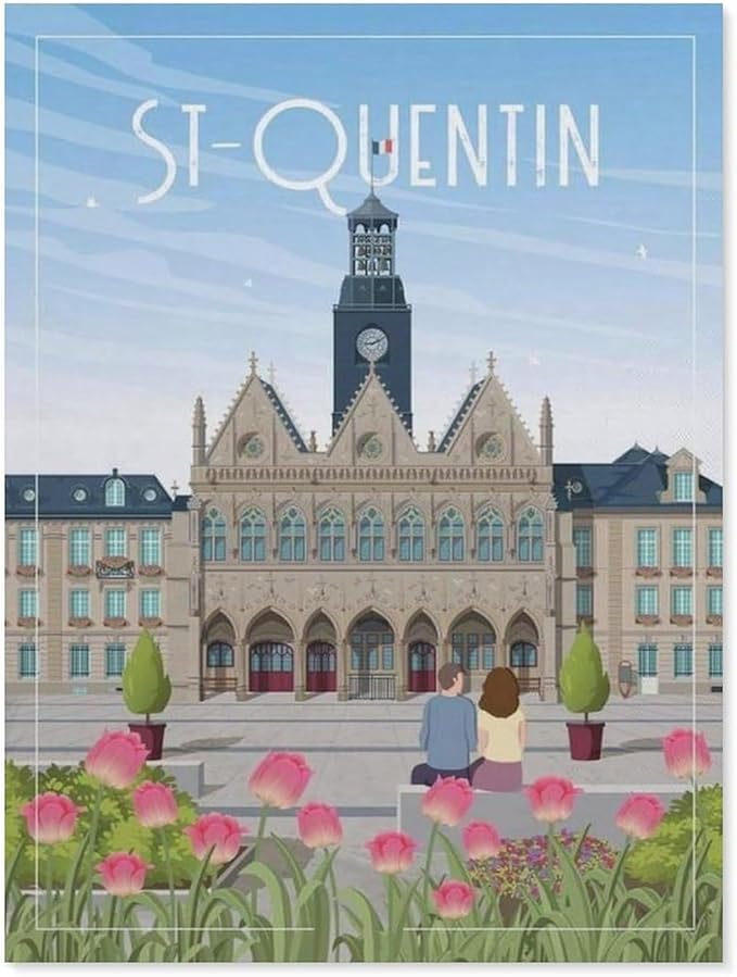 Jigsaw Puzzle 1000 Piece，Saint-Quentin France，Adult Puzzle DIY Kit Paper Puzzle Modern Home Decor Unique Gift（38x26cm）-BN47
