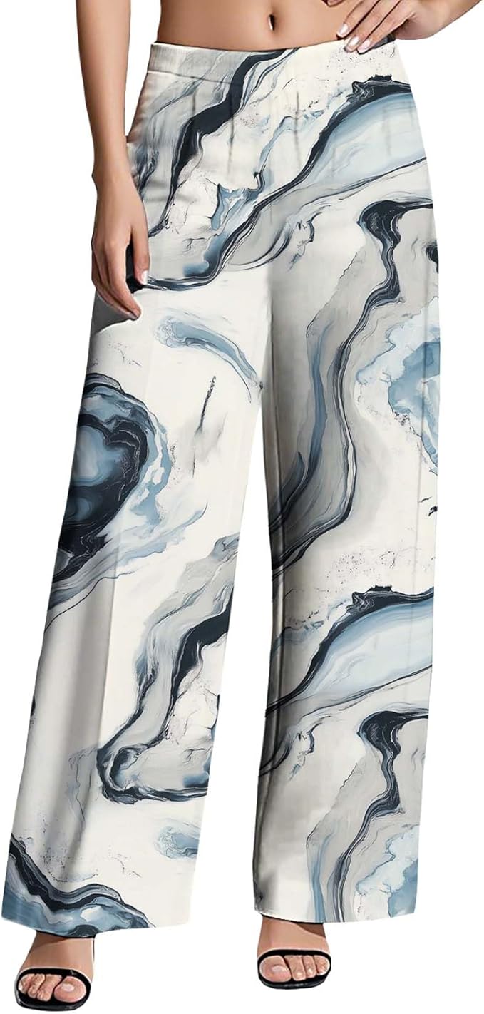 Womens Boho Pants Casual Oversize High Waisted Wide Leg Trousers Pattern Printed Ourdoors Pant for 2025 Summer