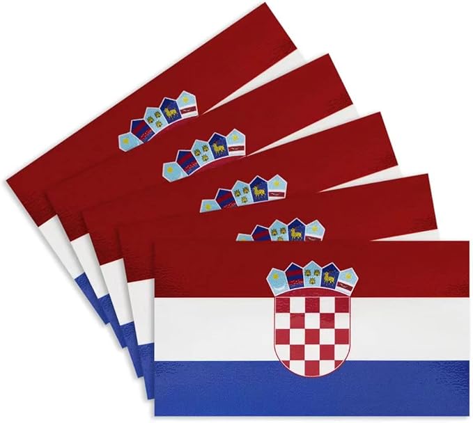 CANTENDO 5Pcs Croatia Flag Decal Sticker - Croatian Flags Reflective Vinyl Car Stickers - for Car Window Bumper Waterproof Sticker (2.5 x 4.5 Inch)