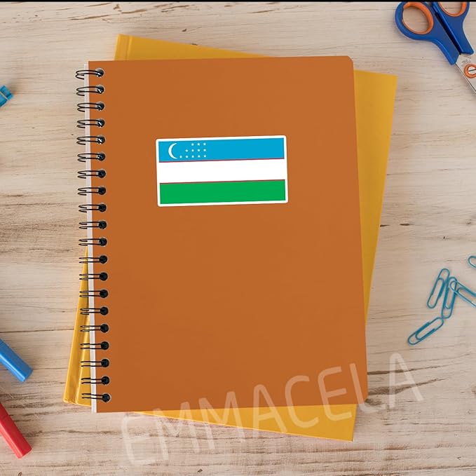 (3PCS) Uzbekistan Flag stickers, Countries Flag Stickers - Waterproof Vinyl Decals For Laptops, Tumblers, Water Bottles, Books, Scrapbooks, Size 3 x 1.5 Inch