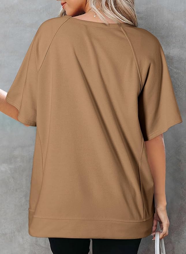 Dokotoo Oversized T Shirts for Women Crewneck Short Sleeve Casual Summer Tops Lightweight Loose High Low Blouse