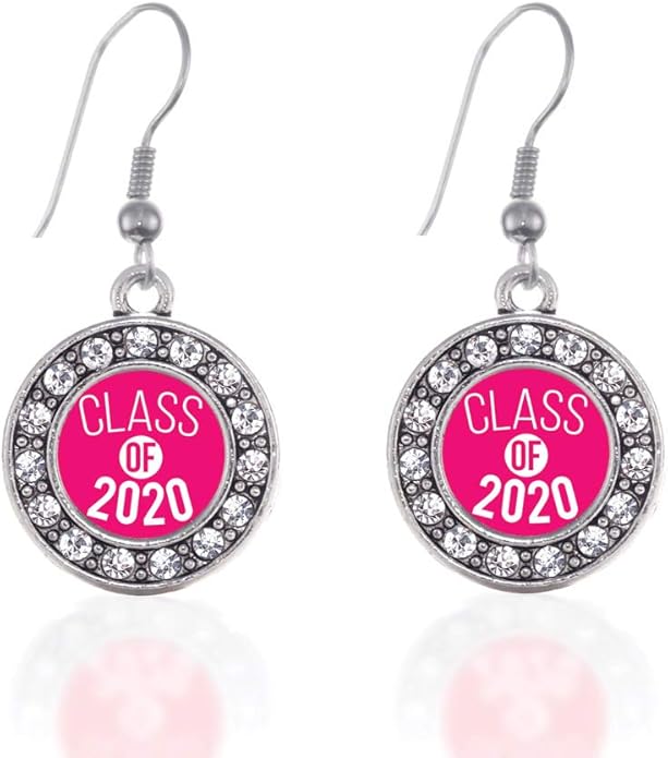 Inspired Silver - Silver Circle Charm French Hook Drop Earrings with Cubic Zirconia Jewelry