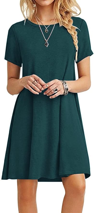 MOLERANI Women's Casual Plain Simple T-Shirt Loose Dress
