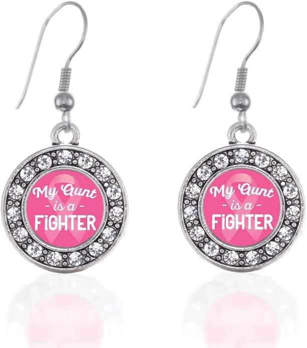 Inspired Silver - Silver Circle Charm French Hook Drop Earrings with Cubic Zirconia Jewelry