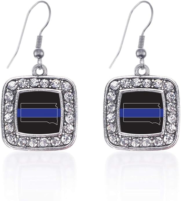 Inspired Silver - Silver Square Charm French Hook Drop Earrings with Cubic Zirconia Jewelry