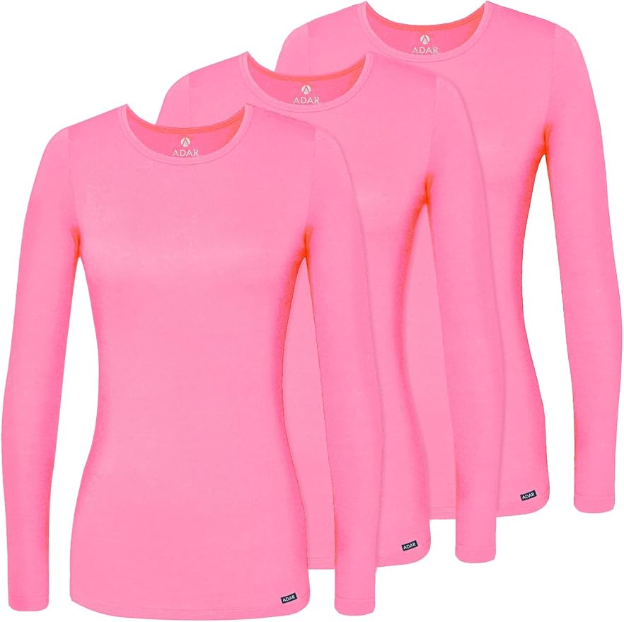 Adar Underscrubs for Women 3 Pack - Long Sleeve Underscrub Comfort Tee