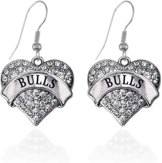 Inspired Silver - Silver Pave Heart Charm French Hook Drop Earrings with Cubic Zirconia Jewelry
