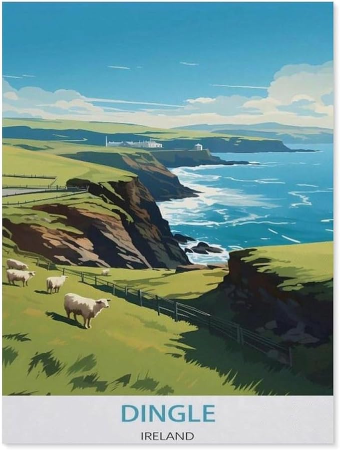 Dingle Ireland Vintage Travel Poster，Jigsaws Puzzles 1000 Pieces Classic Jigsaws Educational Games Toys，Best Gift for Adults and Kids（75x50cm）-BH30