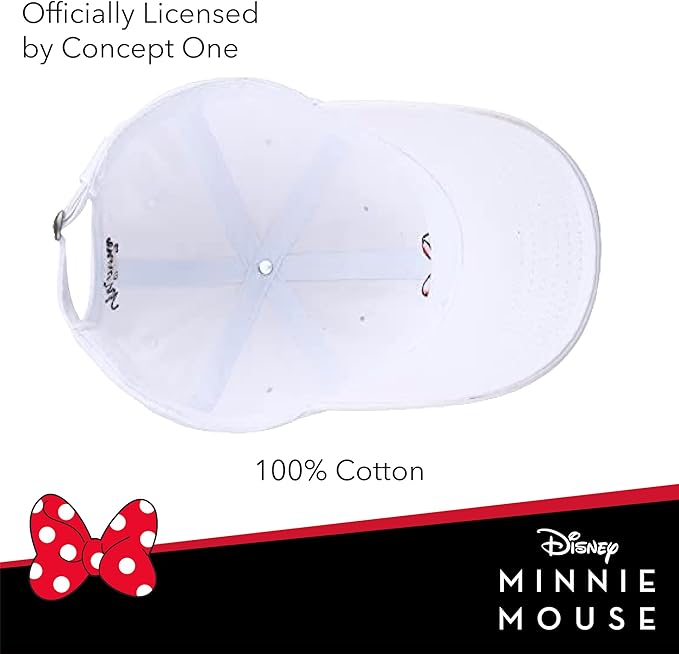 Disney Minnie Mouse Dad Hat, Cotton Adjustable Baseball Cap with Curved Brim