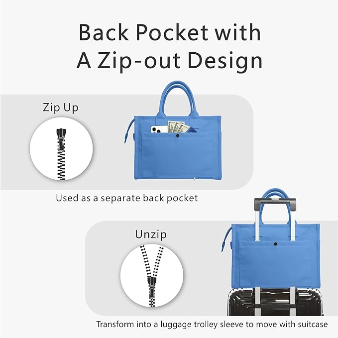TOPDesign Heavy-Duty Canvas Tote Bag for Women, Adjustable Crossbody/Shoulder Handbag with 9 Pockets, Everything Tote