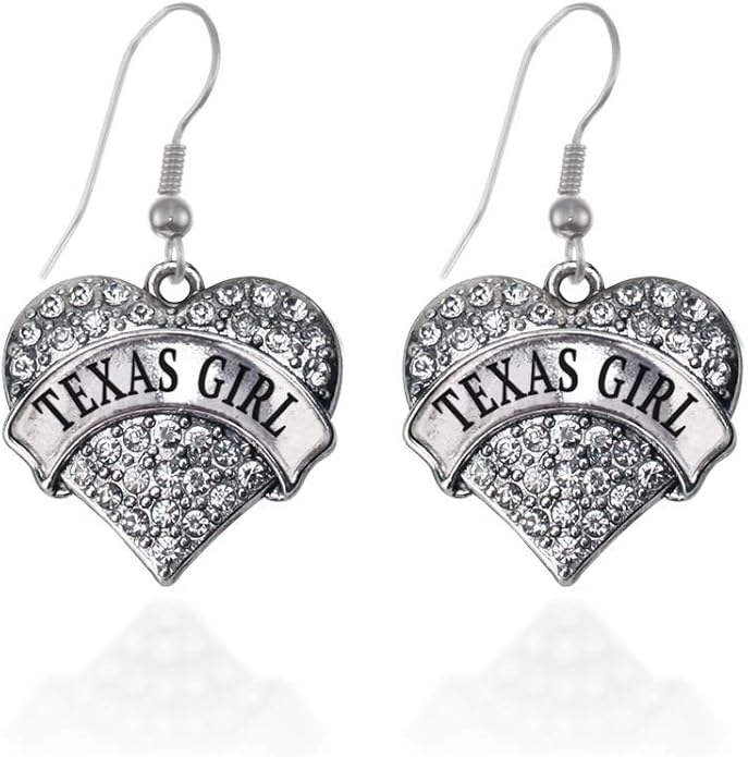 Inspired Silver - Silver Pave Heart Charm French Hook Drop Earrings with Cubic Zirconia Jewelry