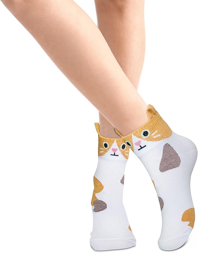 KONY Women's Cute Animal Designed Funny Novelty Crew Socks, Cat Dog Panda Patterns, Gift Ideas Size 6-9