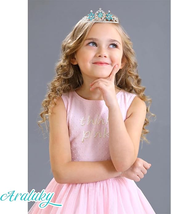 Frozen Elsa Tiaras for Girls Snowflakes Princess Crowns for Girls Sapphire Crystal Tiara and Crown for Women Birthday Girl Crown for Birthday Wedding Pageant Prom Halloween Costume Party
