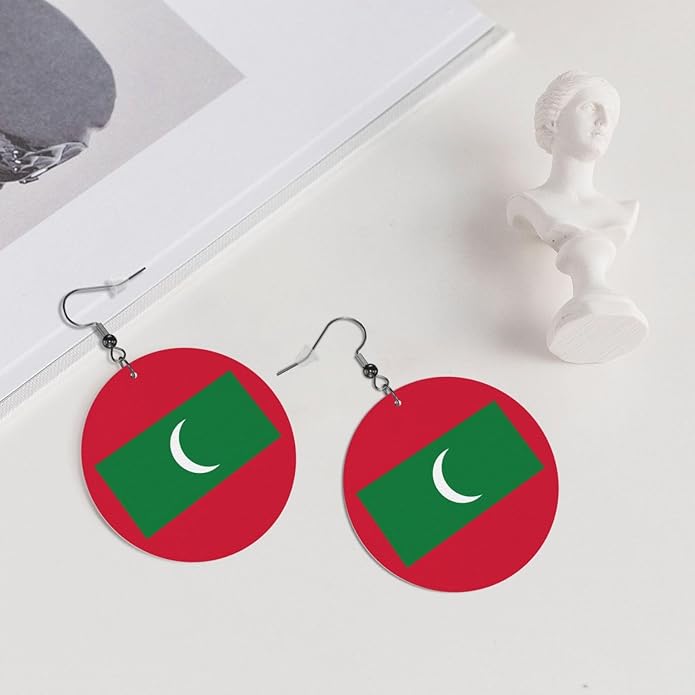 Round Faux Leather Earrings for Women Lightweight Double-Side Printed Drop Dangle Earring for Festival Party Gift