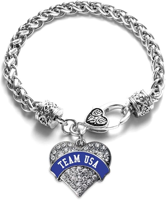 Inspired Silver - Silver Pave Heart Charm Bracelet with Cubic Zirconia Jewelry