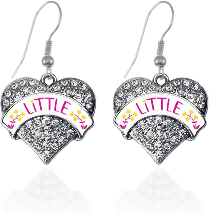 Inspired Silver - Silver Pave Heart Charm French Hook Drop Earrings with Cubic Zirconia Jewelry