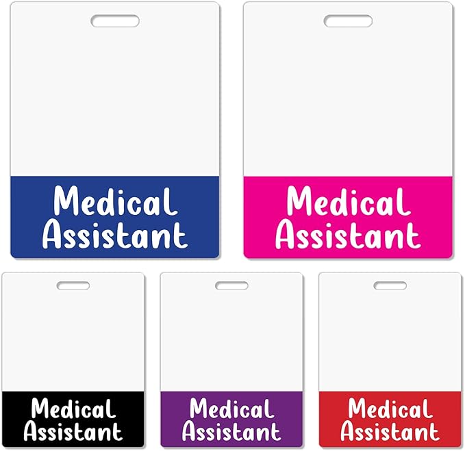 Oversized Medical Assistant Badge Buddy Card Holder - Horizontal MA Accessories XL Blue Pink Black Purple Red ID Badge Card Holder Name Tags Buddy for Hospital Work