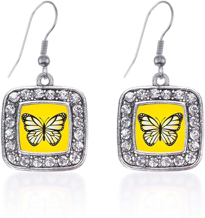 Inspired Silver - Silver Square Charm French Hook Drop Earrings with Cubic Zirconia Jewelry