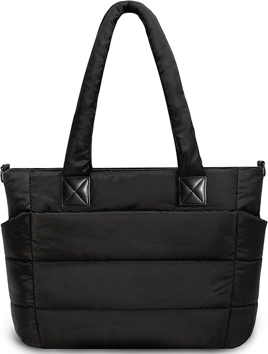 Tote Bag for Women Puffer Tote Bag Large Nurse Bags Shoulder Handbag with Zipper for Work Travel