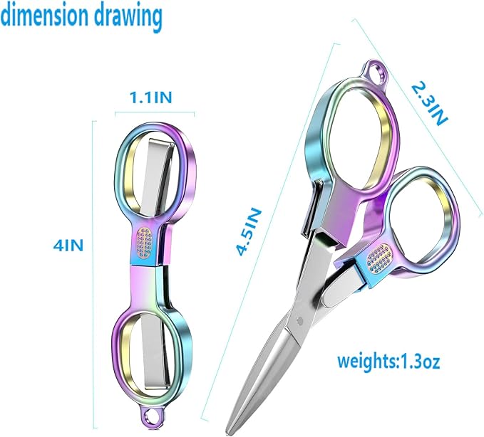 2PCS Folding Scissors, Stainless Steel Safety Portable Mini Travel Small Scissors, Foldable Pocket Badge Scissor, Suitable for Travel, Home, Office, Craft, Sewing, Nurse Accessories