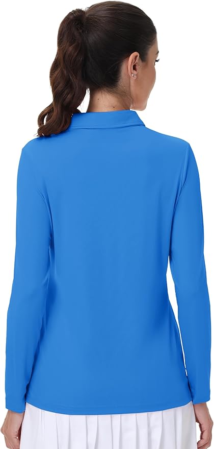 MAGCOMSEN Women's Polo Shirts Long Sleeve Golf Shirt Quick Dry UPF 50+ Sun Protection Lightweight Tennis Shirts
