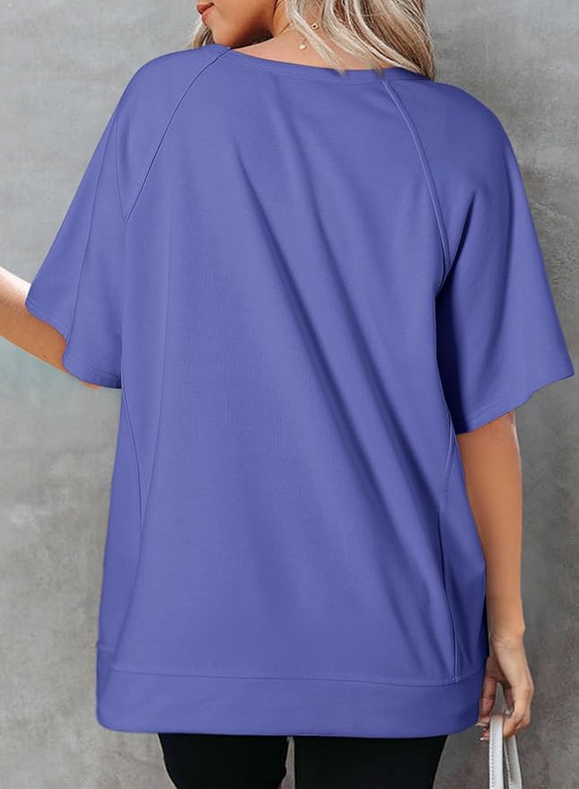 Dokotoo Oversized T Shirts for Women Crewneck Short Sleeve Casual Summer Tops Lightweight Loose High Low Blouse