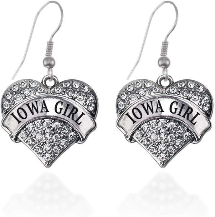 Inspired Silver - Silver Pave Heart Charm French Hook Drop Earrings with Cubic Zirconia Jewelry