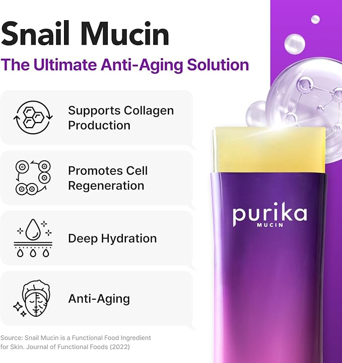 PURIKA MUCIN Glow, 1200mg Snail Mucin Supports Skin Elasticity, Collagen Peptides Jelly Stick, Kiwi Flavor, Biotin, Vitamin C, Hyaluronic Acid, Prebiotics, Korean Skin Care, 10 Sticks