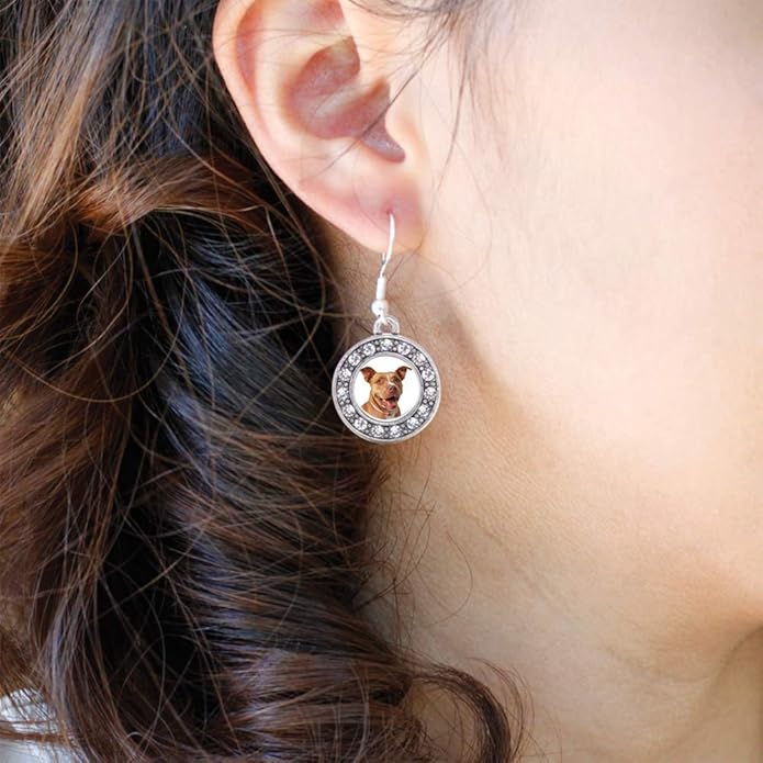 Inspired Silver - Silver Circle Charm French Hook Drop Earrings with Cubic Zirconia Jewelry