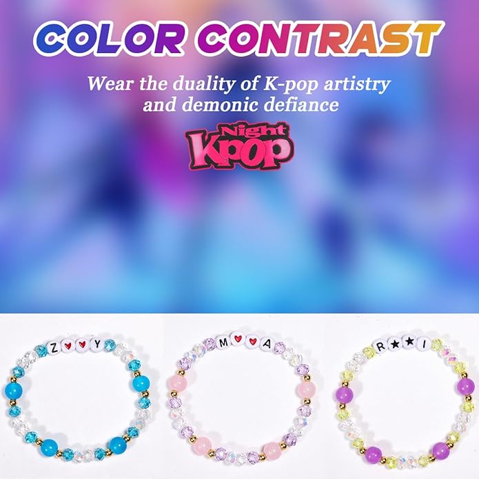 AICase for Korea-Pop Merch Gifts Toys Inspired Bracelets 3 Pcs Stackable Stretch Friendship Beaded Bracelets for Unique Merchandise Jewelry Gifts for Fans Women Men Stocking Stuffers_Crystal