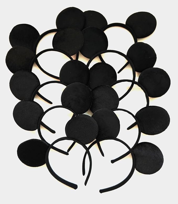 NEWTGAN 20 PCS Mouse Ears Headbands for Birthday Party Theme Park Costume Play Celebration for Boys and Girls (3color)