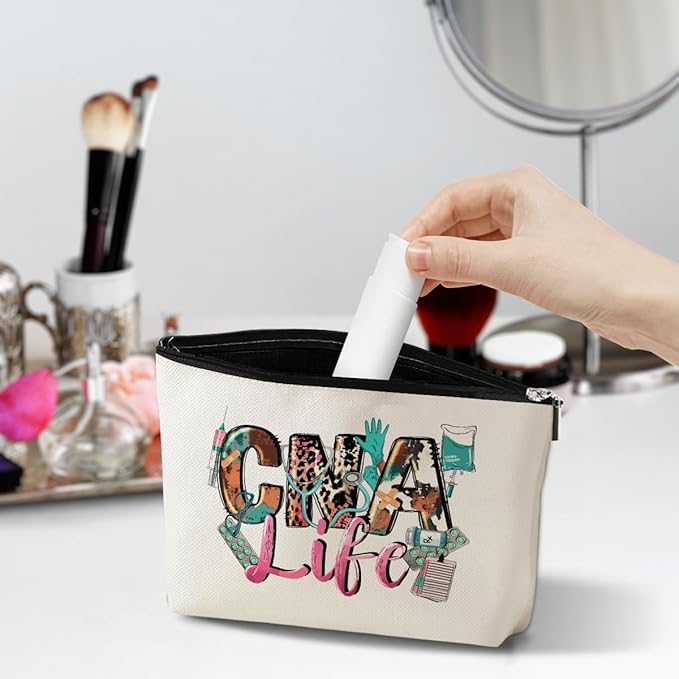 jeilink CNA Nurse Gifts Nurses Bag Nursing Nurse Accessories for Work Cosmetic Bag Nurses Week Nursing Graduation Christmas RN Appreciation Birthday Gift Makeup Bag Funny Gifts for Women RN Stundent
