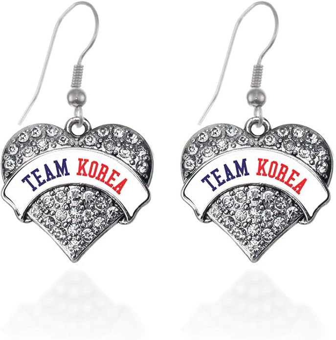 Inspired Silver - Silver Pave Heart Charm French Hook Drop Earrings with Cubic Zirconia Jewelry