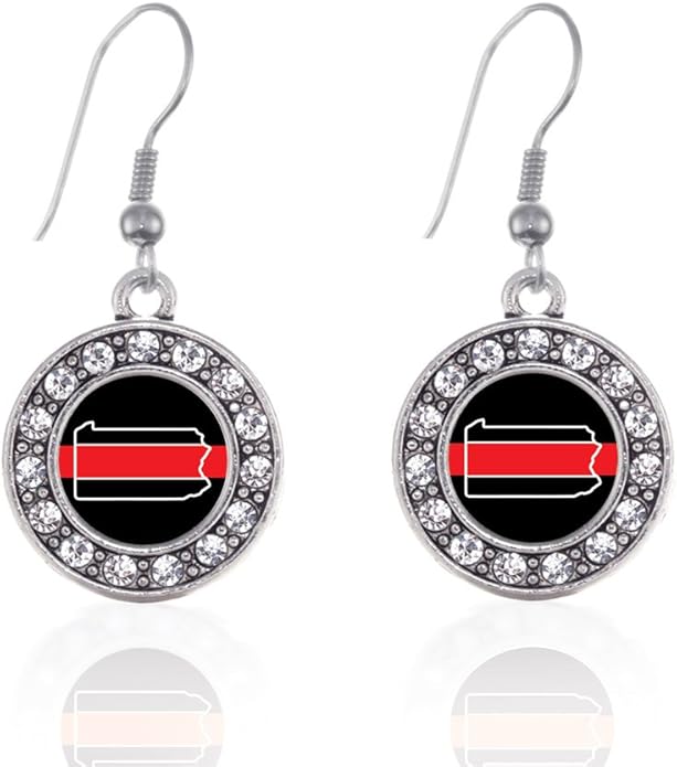 Inspired Silver - Silver Circle Charm French Hook Drop Earrings with Cubic Zirconia Jewelry