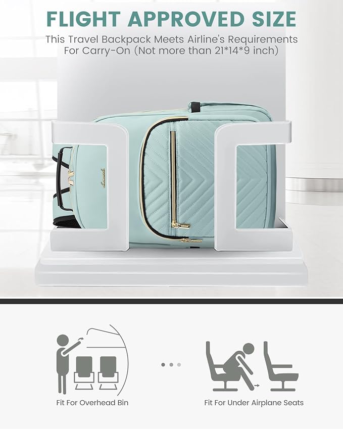 LOVEVOOK Laptop Backpack Purse for Women, Work Travel Computer Bags, College School Backpack for Student Girl, Quilted Casual Daypack with USB Port, Fit 15.6 Inch Laptop, Mint Green
