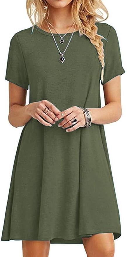 MOLERANI Women's Casual Plain Simple T-Shirt Loose Dress