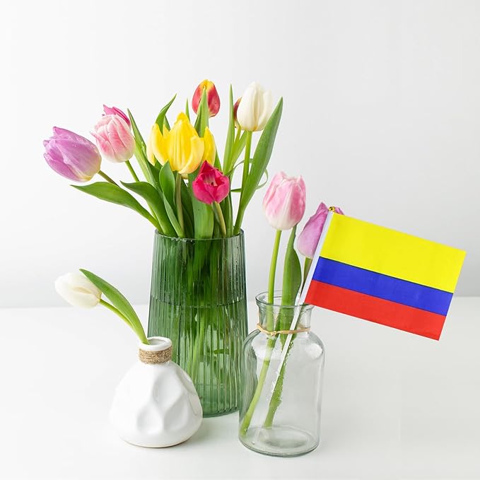 Colombia Flag Small Colombian Flag 12 Pack Mini Hand Held Colombian Flags on Sticks for Party Parades Sports Events Patriotic Holiday Decorations
