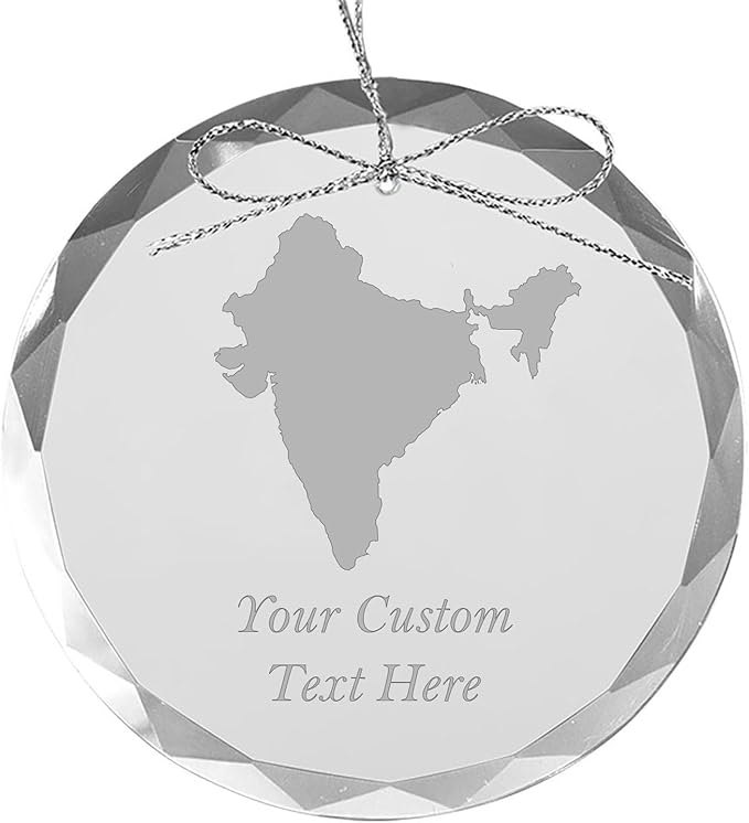 India, Personalized Travel Christmas Ornament – Customized Engraved Glass Keepsake - Custom Family Trip & Vacation, 2024, 2025, 2026, 2027 & Name – Destination Xmas Holiday Ornament