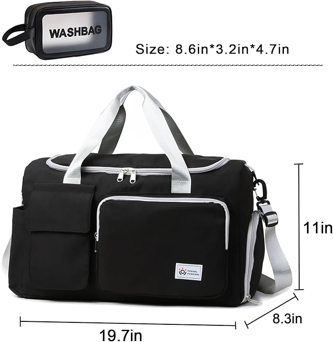 Small Gym Bag for Women, Travel Duffle Bag Carry On Weekender Bag with Shoe Compartment