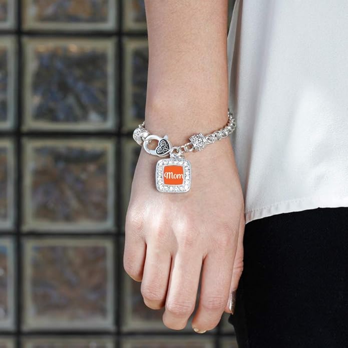Inspired Silver - Silver Square Charm Bracelet with Cubic Zirconia Jewelry