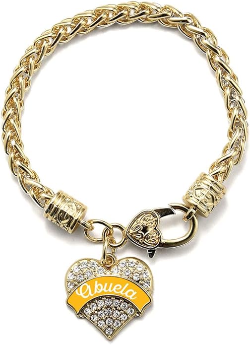 Inspired Silver - Gold Pave Heart Charm Bracelet with Cubic Zirconia Jewelry