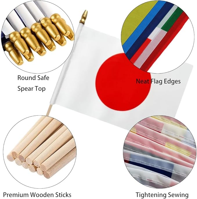GSYLPFT 12 Pack Japan Flags on Sticks Japanese Small Mini Hand Held Flags for Office Classroom Holiday Party Decorations