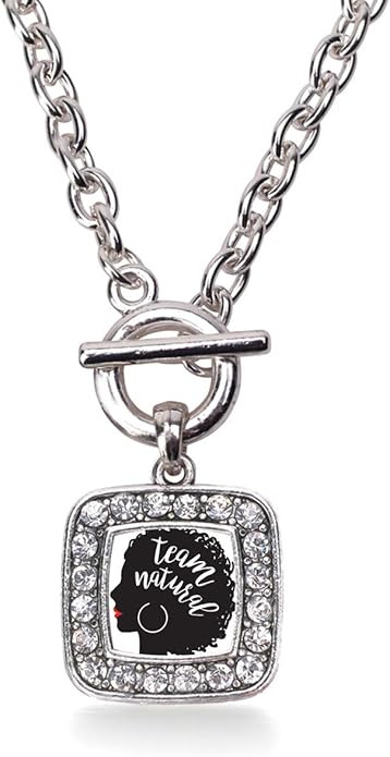 Inspired Silver - Silver Square Charm 18 Inch Necklace with Cubic Zirconia Jewelry