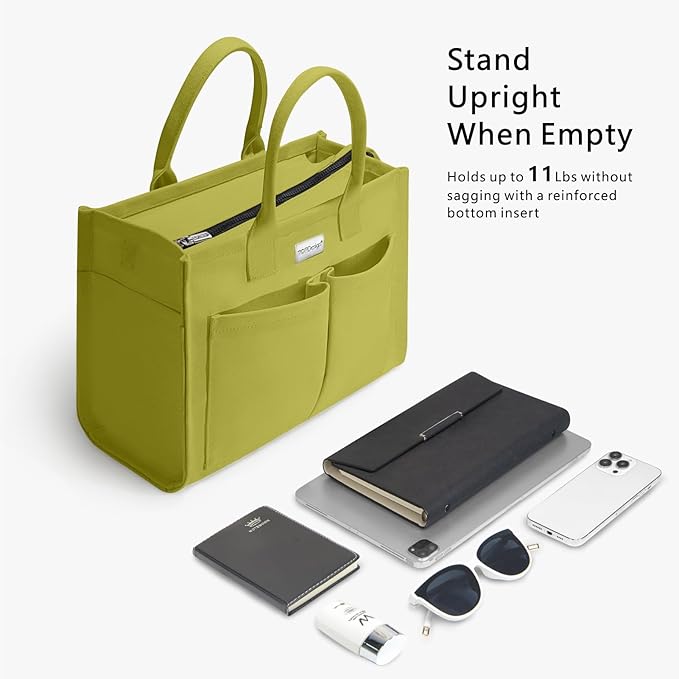 TOPDesign Heavy-Duty Canvas Tote Bag for Women, Adjustable Crossbody/Shoulder Handbag with 9 Pockets, Everything Tote