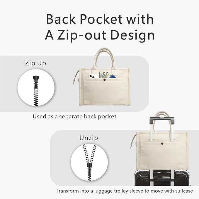 TOPDesign Heavy-Duty Canvas Tote Bag for Women, Adjustable Crossbody/Shoulder Handbag with 9 Pockets, Everything Tote