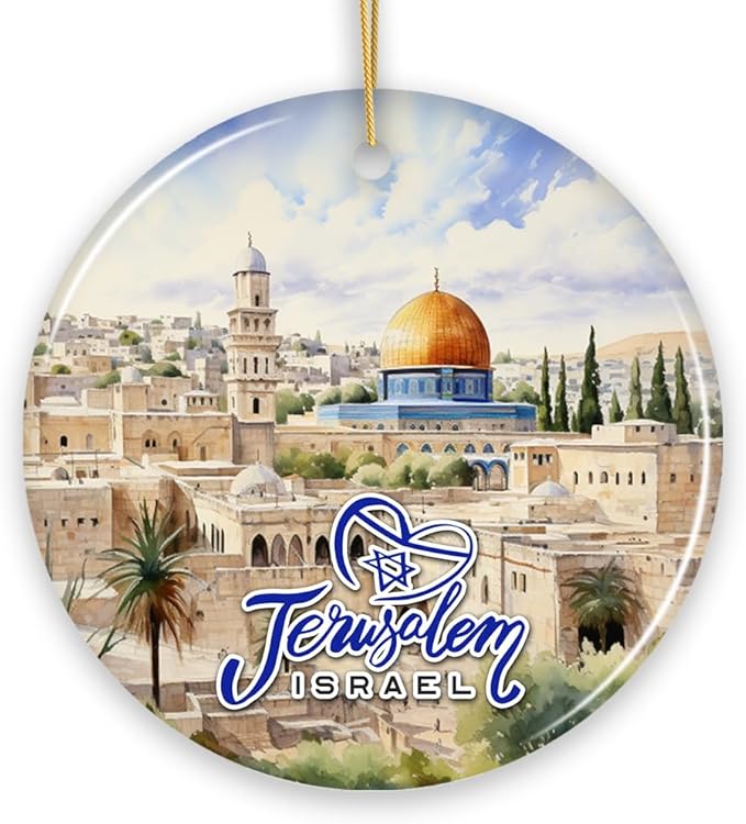 Jerusalem Israel Classic Artwork Ornament, Jewish Souvenir and Gift